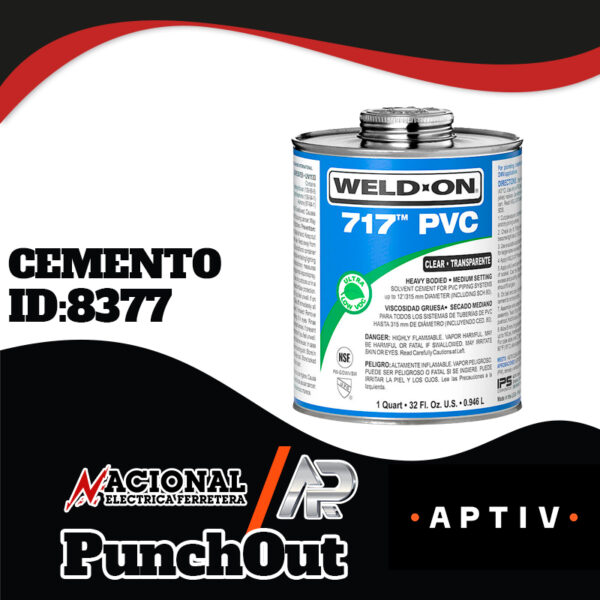 Punch-Out--Cemento-ID-8377 CEMENTO PARA PVC 717 CLARO C-80 16oz 1/2 WELD-ON 10147