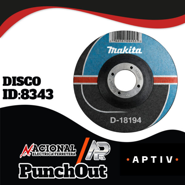 DISCO PARA DESBASTE 4-1/2 pulgada x ¼ x 7/8, METAL, M. D-18194, MAKITA
