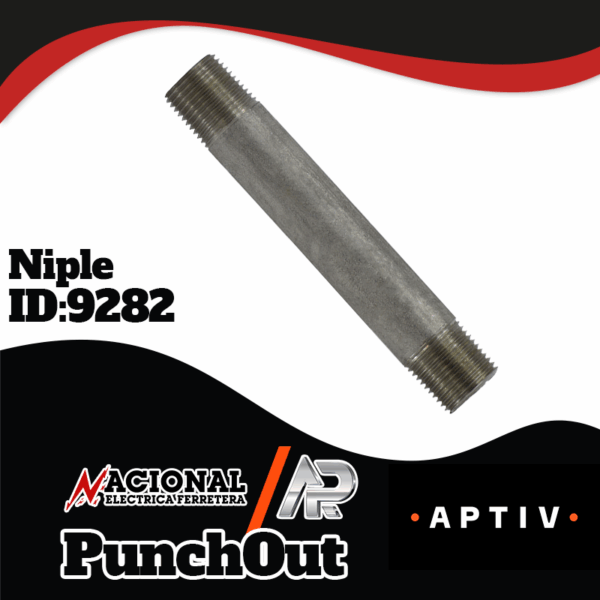 NIPLE ACERO INOXIDABLE 10MM X  38MM  3/8 X 1 1/2  316/316 4548K152