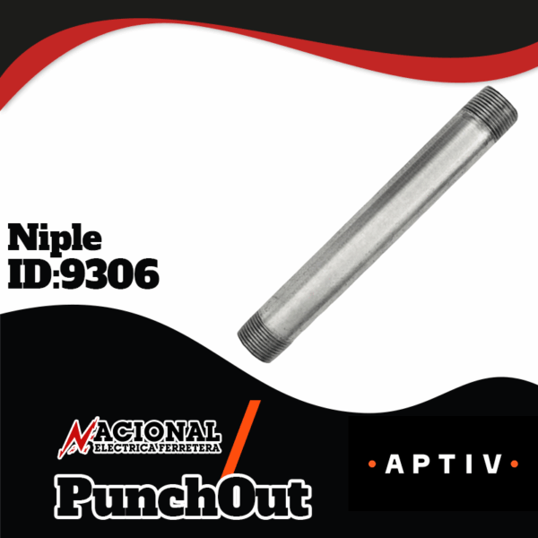 NIPLE GALVANIZADO 10MM X 178MM 3/8 X 7