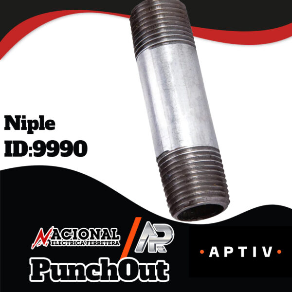 Punch-Out-Niple-ID-9990. NIPLE GALVANIZADO 6MM X 150MM 1/4 X 6
