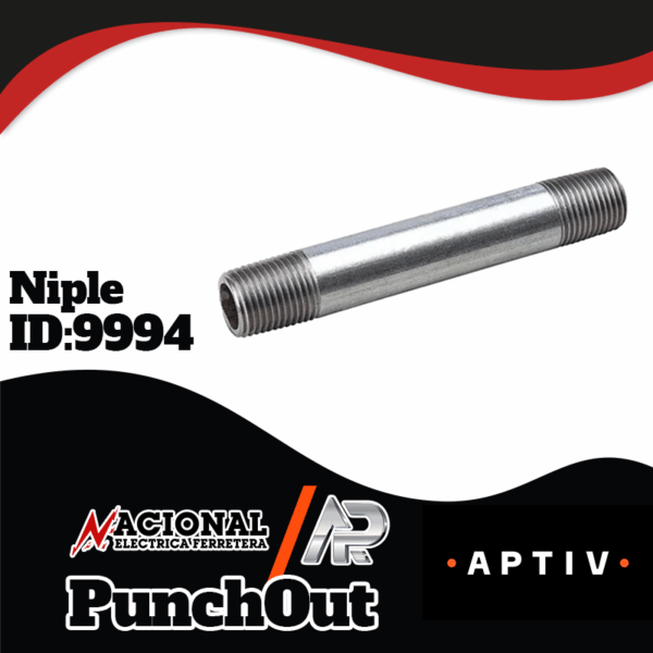 Punch-Out-Niple--ID-9994 NIPLE GALVANIZADO 6MM X 102MM 1/4 X 4