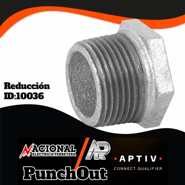 Punch-Out-Redducción-ID-10036 REDUCCION BUSH GALVANIZADO 25MM X 13MM 1 X 1/2