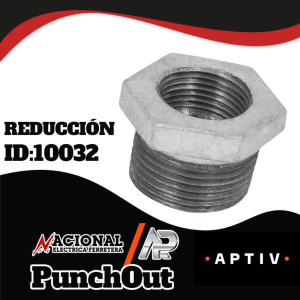 Punch-Out---Reducción-ID-10032 REDUCCION BUSH GALVANIZADA 25MM X 6MM 1 X 1/4