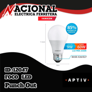 FOCO LED 9W 100-120V 6500K YG03A41  ECONOMICO YKA1933  YANKON