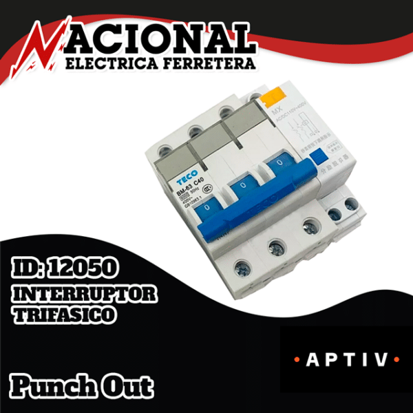 Punch-Out-INTERRUPTOR-TRIFASICO-ID-12050 INTERRUPTOR TRIFASICO TECO BM-63 3P C40