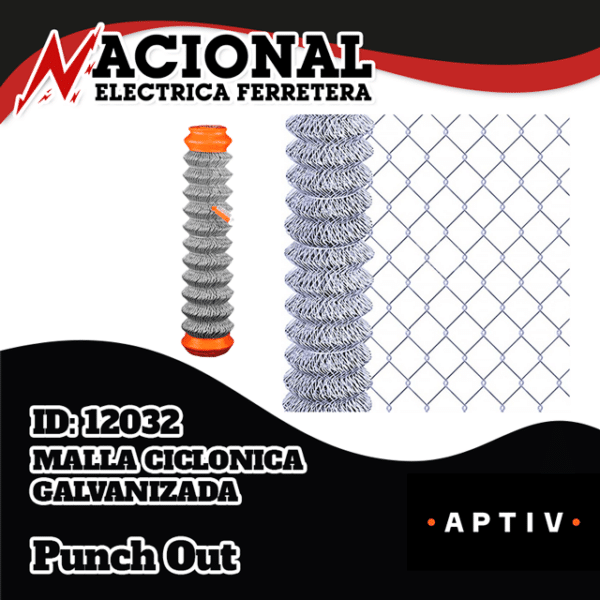 MALLA CICLONICA GALVANIZADA CALIBRE 12.5 69X69 2.00X20M  DEA-3817
