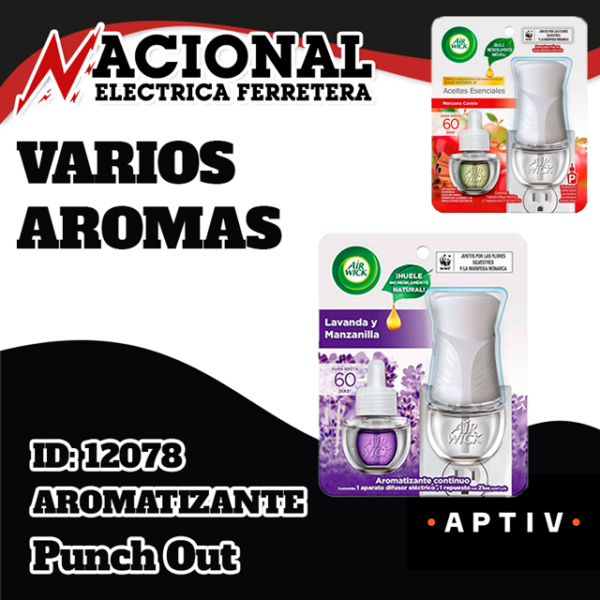 AROMATIZANTE ELECTRICO AIR WICK CON APARATO Y REP UESTO DE 21MM. (Varios Aromas)