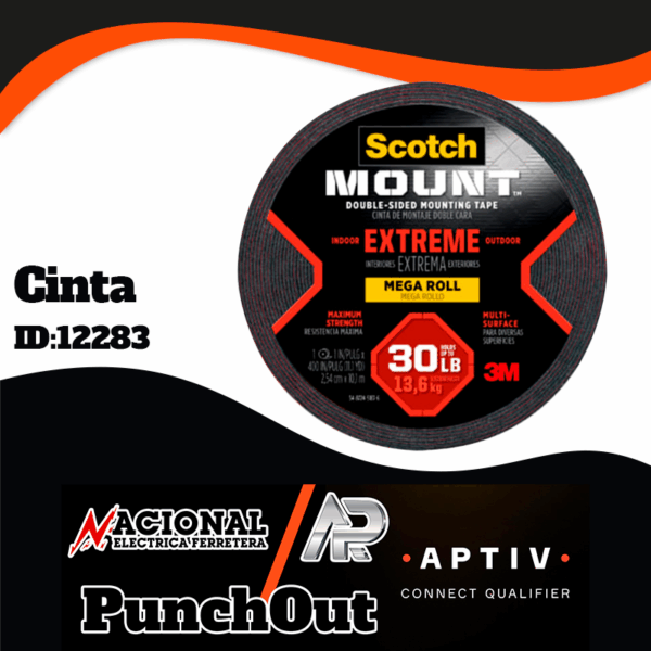 CINTA DE MONTAJE 2.54 X 1010 CM ROJO 6.8 KG 3M 414H-LONG