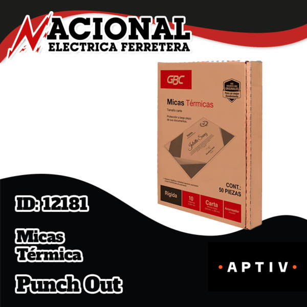 Punch-Out-Micas-Térmicas-ID-12181 MICA EN BOLSA TERMICA GBC T/CARTA RIGIDA(10 MIL) C/50 PIEZA M130251