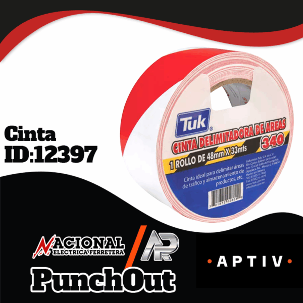 CINTA PARA PISO BLANCO/ROJO 2" X 33 MTS. 434044 TUK